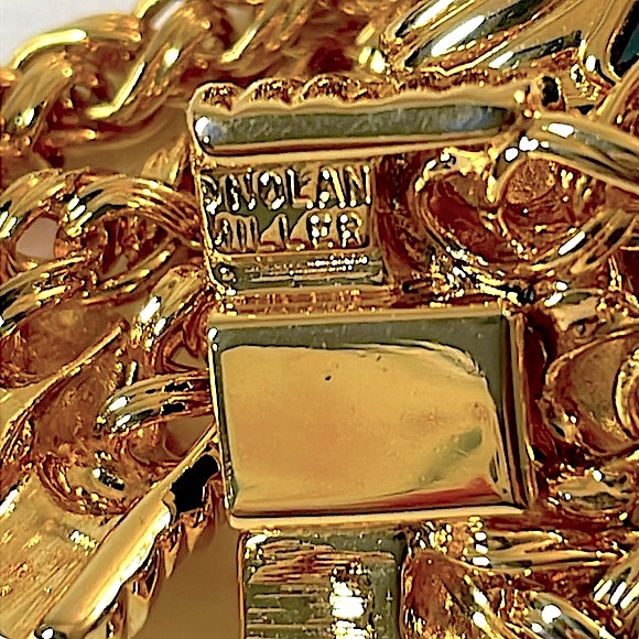 Vintage Nolan Miller Signed Gold Tone Colorful Glass Stones Designer Bracelet - Picture 8 of 8